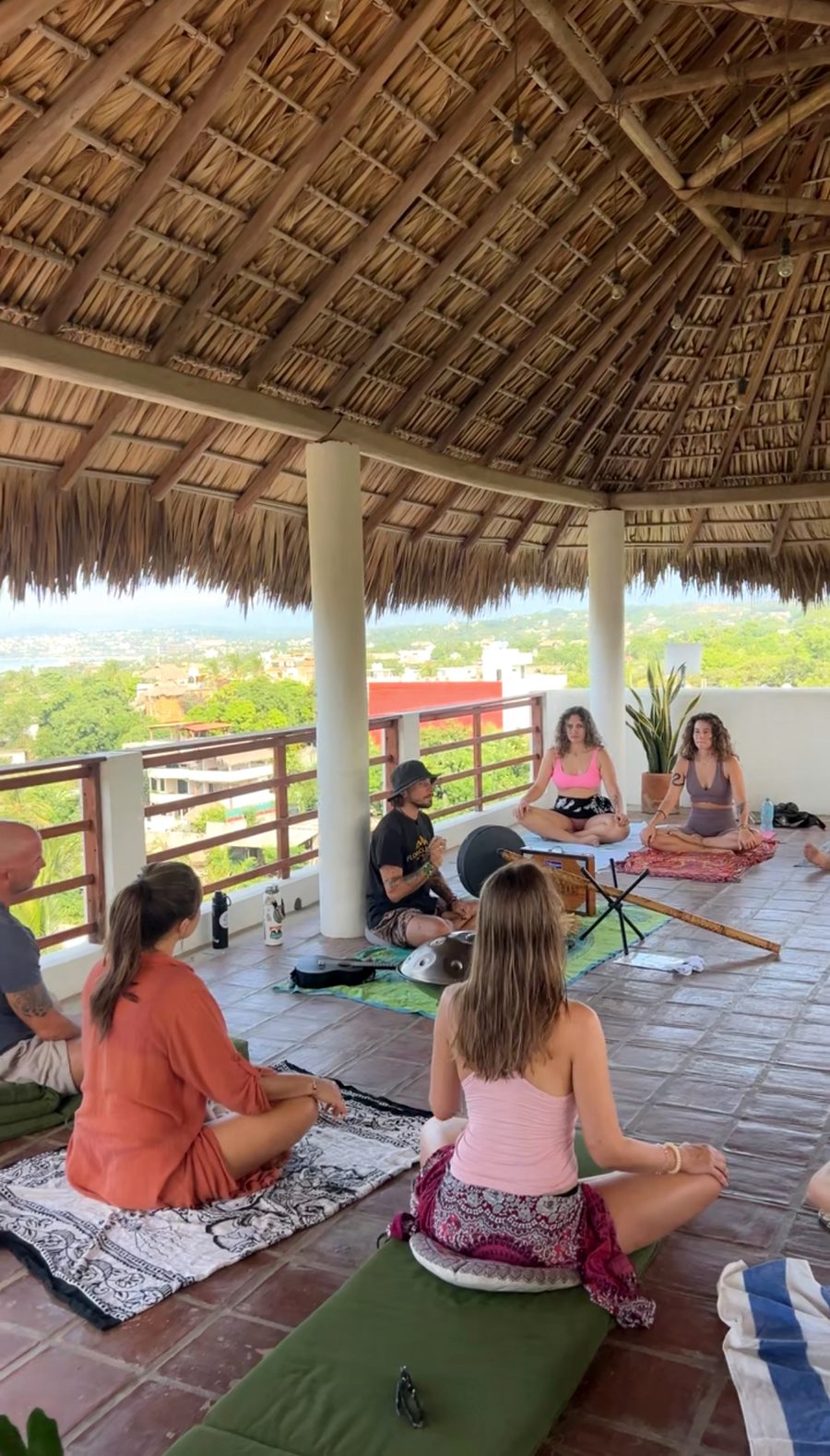 Sound healing circle at Casa Las Nubes