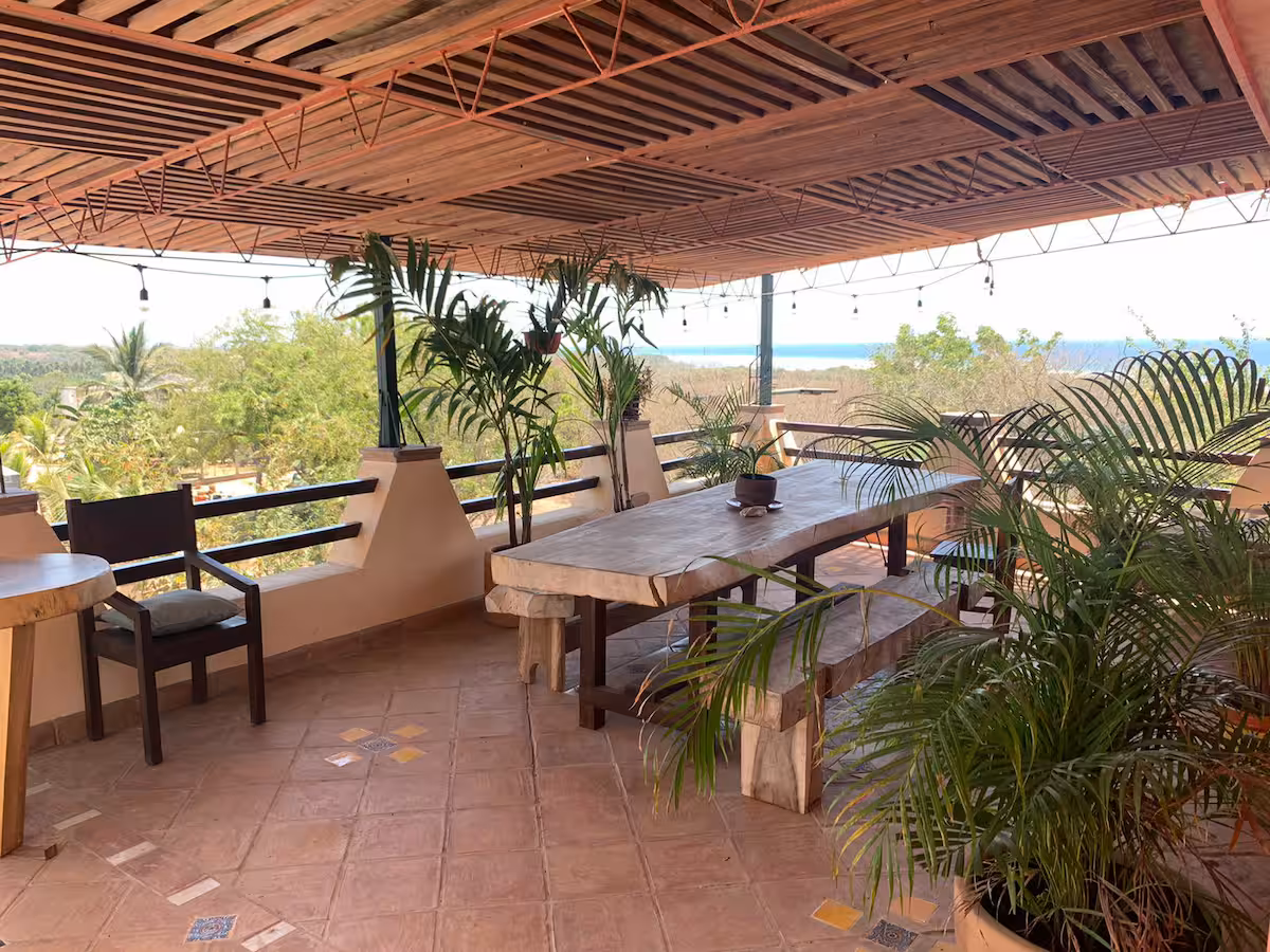 Rooftop dining with ocean view